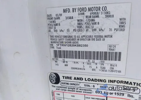 2009 Ford F-150 Xl/Xlt z USA, uszkodzony, nr VIN 1FTRW12829KB82350